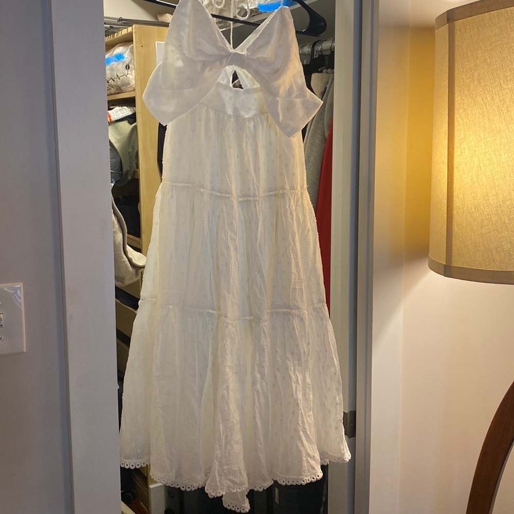 Vici Frederica Cotton Tiered Midi Dress - White - Small - NWT - Picture 4 of 8